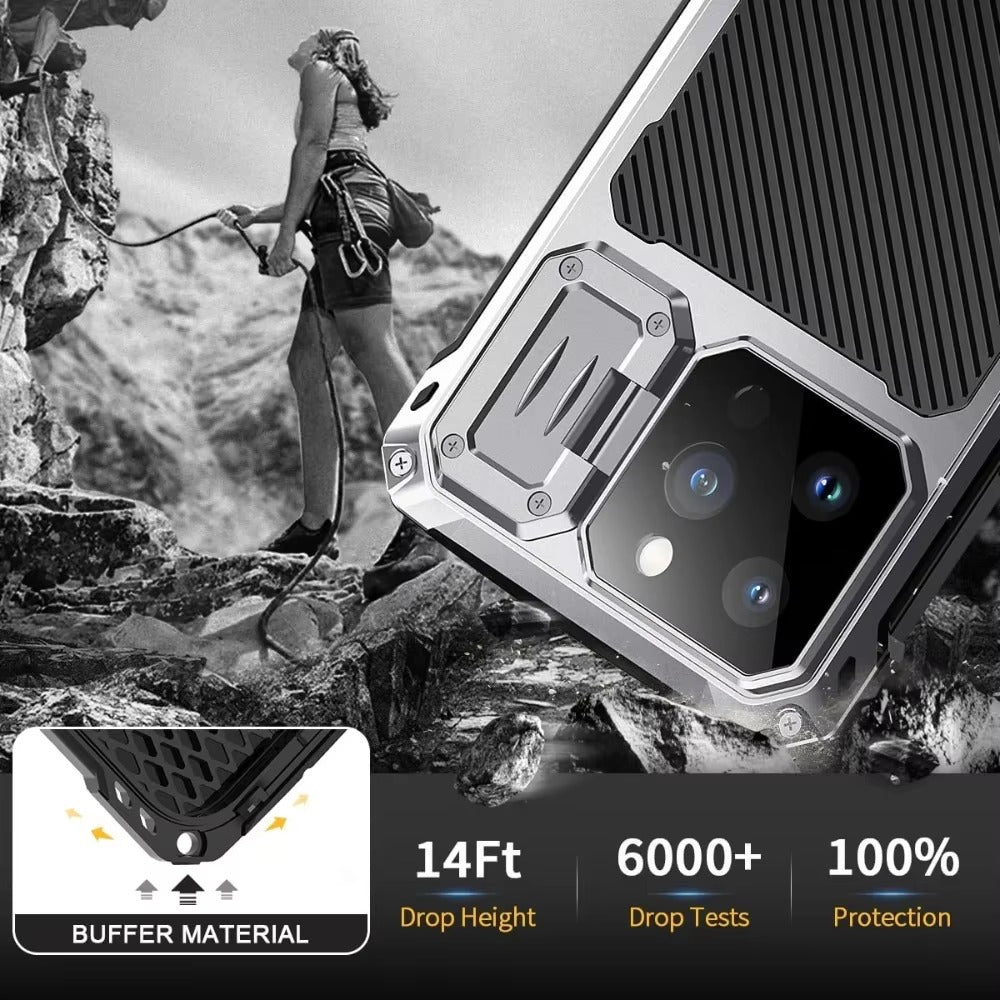 Rugged iPhone Case — Full-Body Military-Grade Cover with Built-In Screen Protector, Slide Camera Guard, Kickstand and Heavy-Duty Non-Slip Design