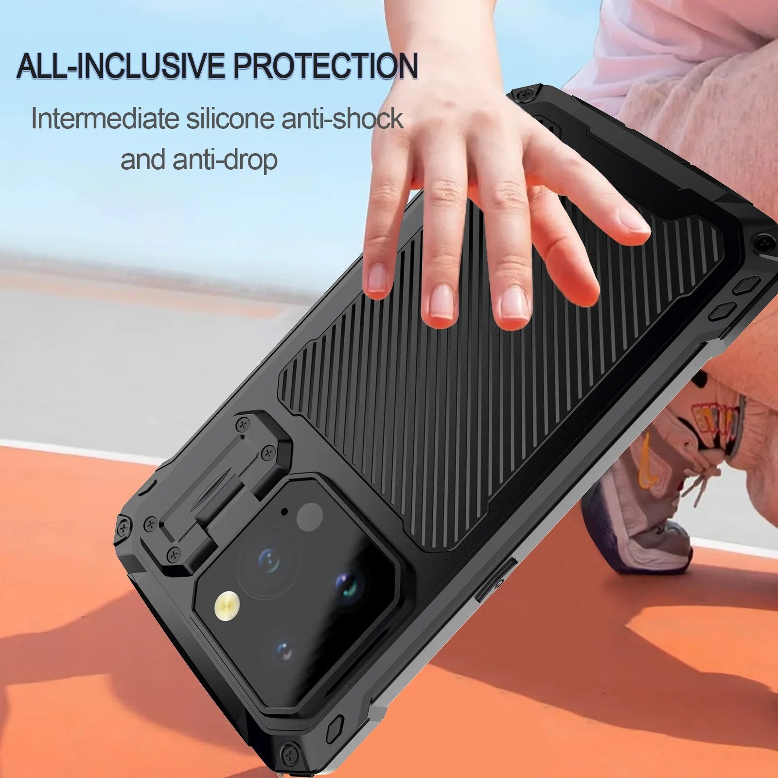 Rugged iPhone Case — Full-Body Military-Grade Cover with Built-In Screen Protector, Slide Camera Guard, Kickstand and Heavy-Duty Non-Slip Design