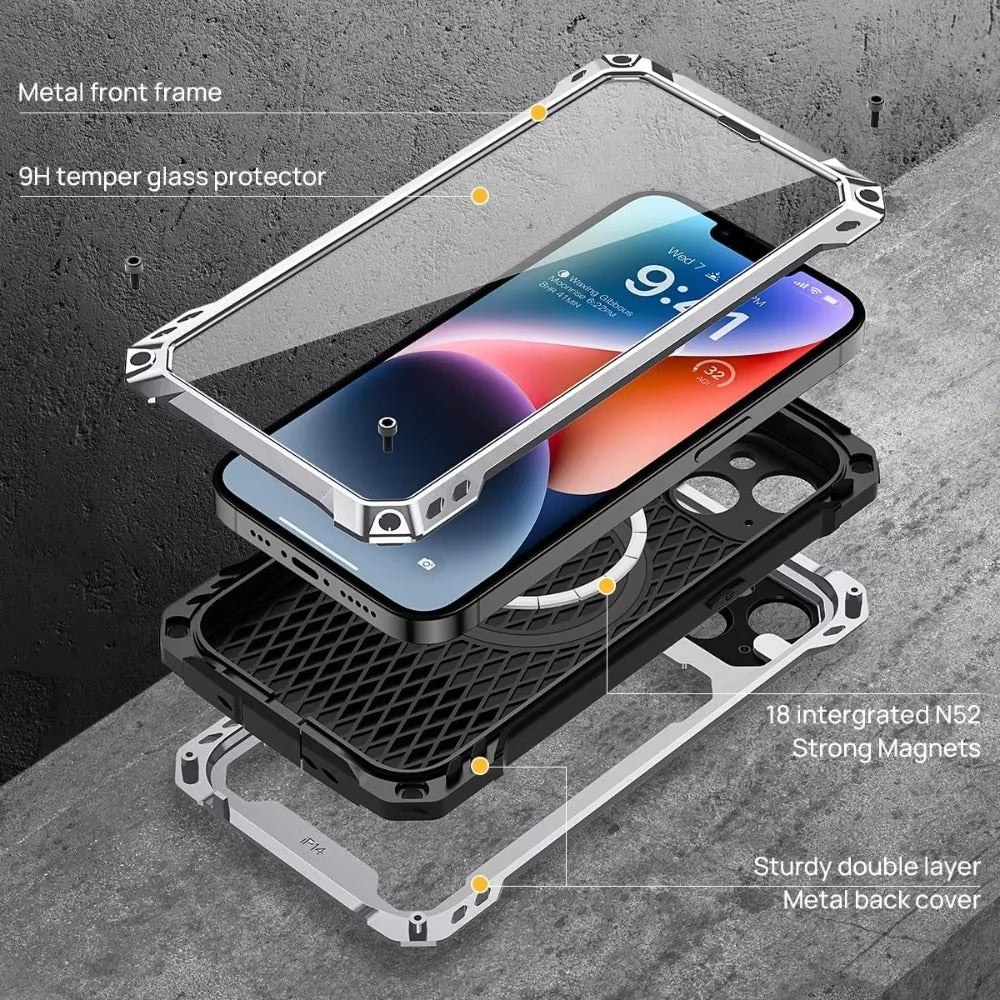 Rugged iPhone Case — Full-Body Military-Grade Cover with Built-In Screen Protector, Slide Camera Guard, Kickstand and Heavy-Duty Non-Slip Design