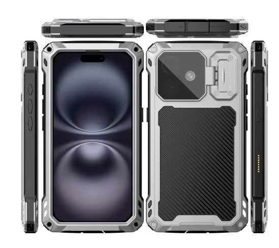 Rugged iPhone Case — Full-Body Military-Grade Cover with Built-In Screen Protector, Slide Camera Guard, Kickstand and Heavy-Duty Non-Slip Design