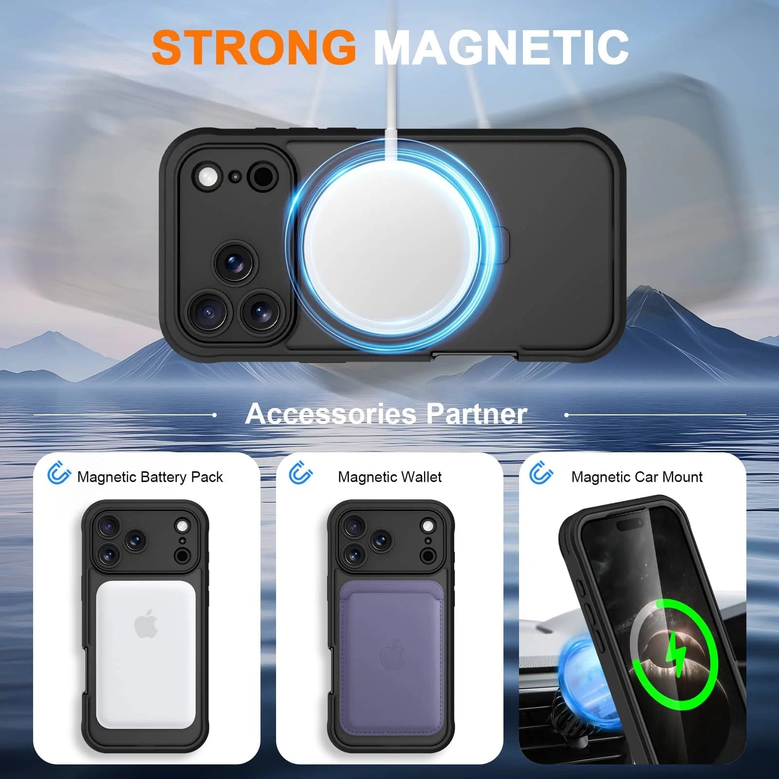 Rugged iPhone Case — Full-Body Shockproof PC+TPU Cover with Built-In Screen Protector, Invisible Magnetic Stand, Anti-Fingerprint Anti-Scratch Design