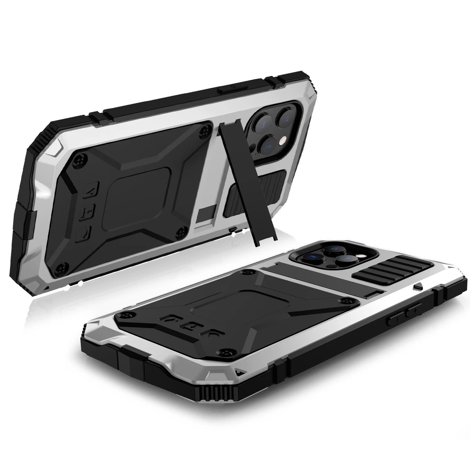 Rugged iPhone Case — Heavy-Duty Aluminum Armor Cover with Shockproof Bumper Design, Screen Guard Protection and Dustproof Anti-Fingerprint Finish