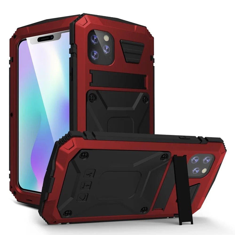 Rugged iPhone Case — Heavy-Duty Aluminum Armor Cover with Shockproof Bumper Design, Screen Guard Protection and Dustproof Anti-Fingerprint Finish