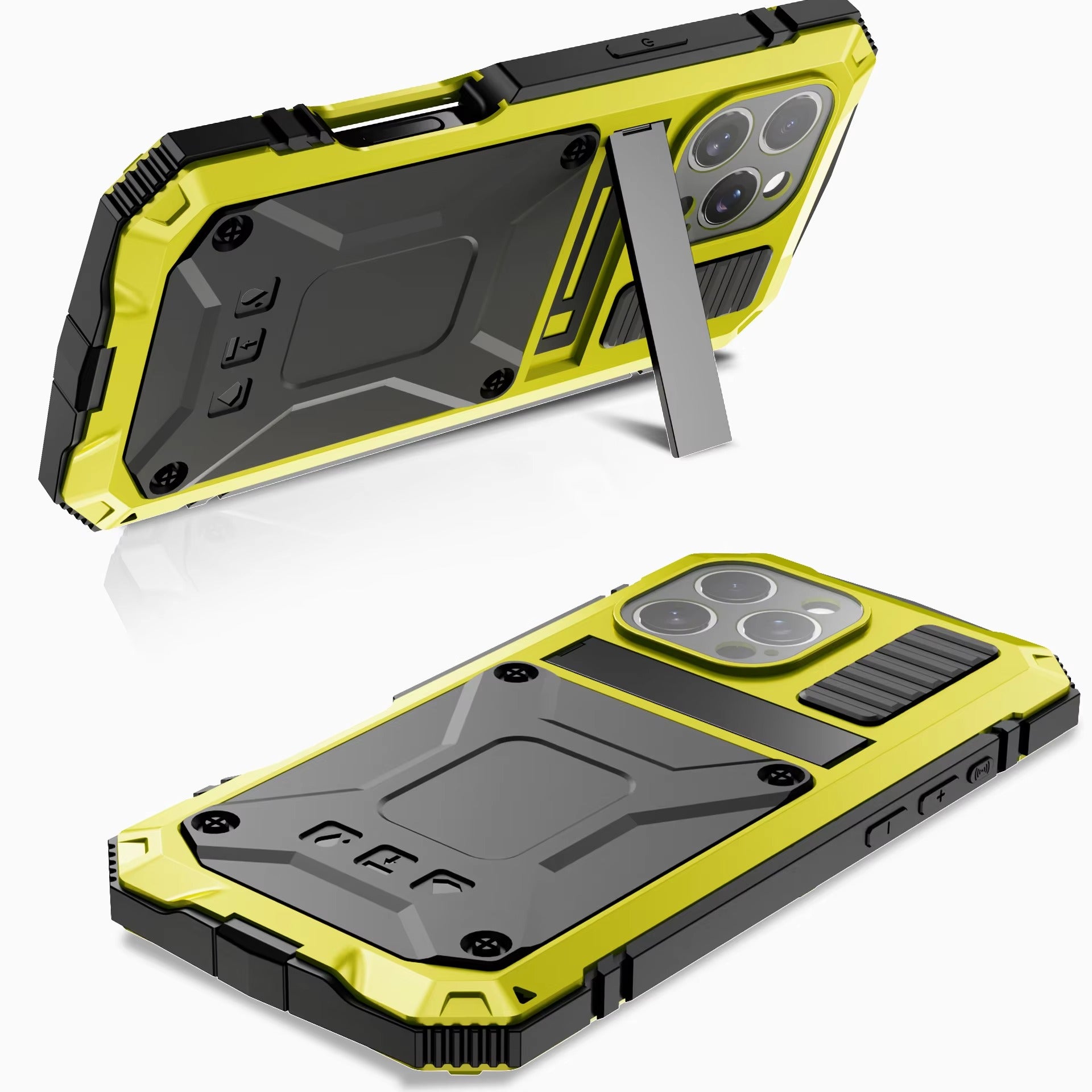 Rugged iPhone Case — Heavy-Duty Aluminum Armor Cover with Shockproof Bumper Design, Screen Guard Protection and Dustproof Anti-Fingerprint Finish
