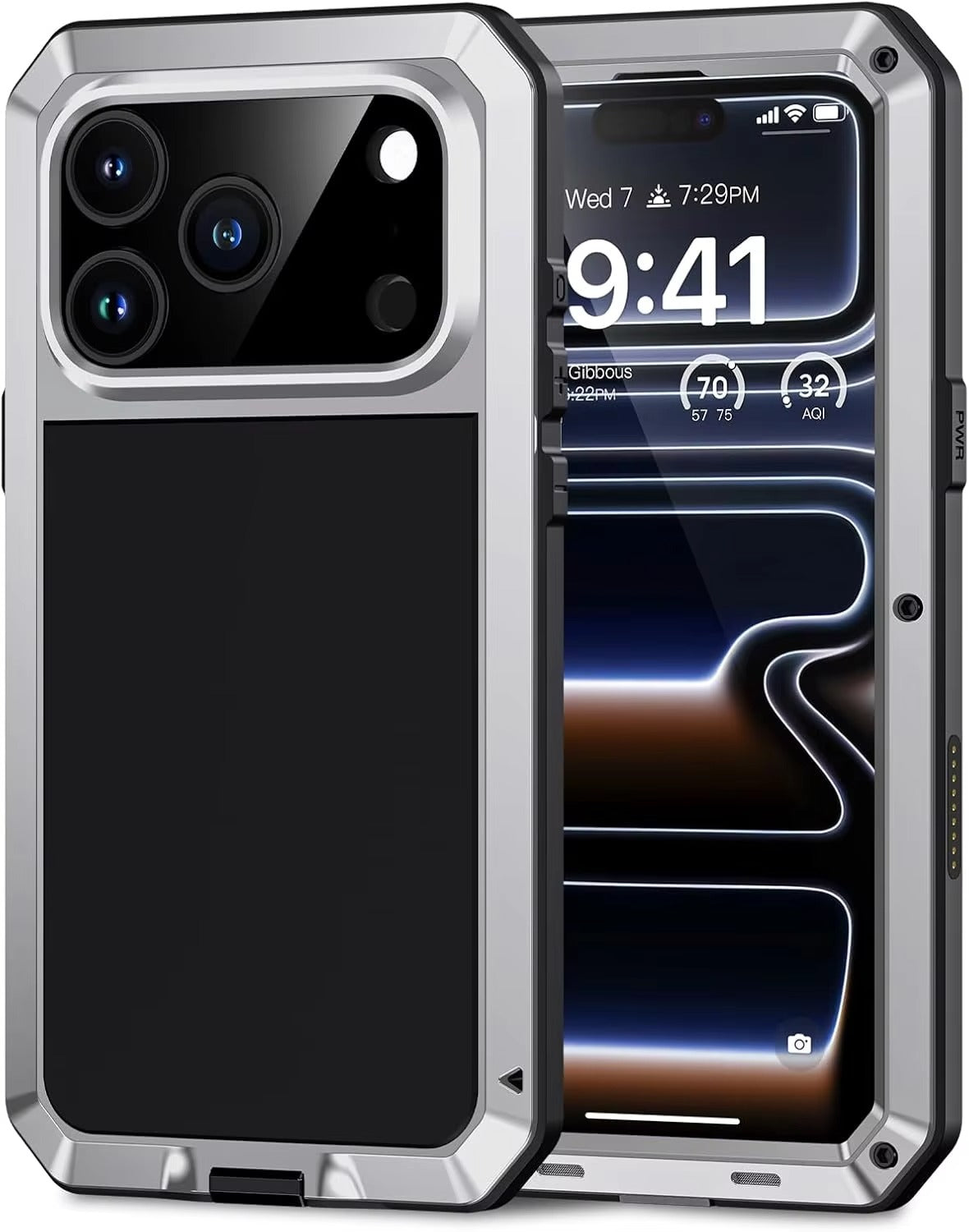 Rugged iPhone Case — Heavy-Duty Metal Protective Cover with Built-In Glass Screen Protector and Tough Shockproof TPU+PC Design