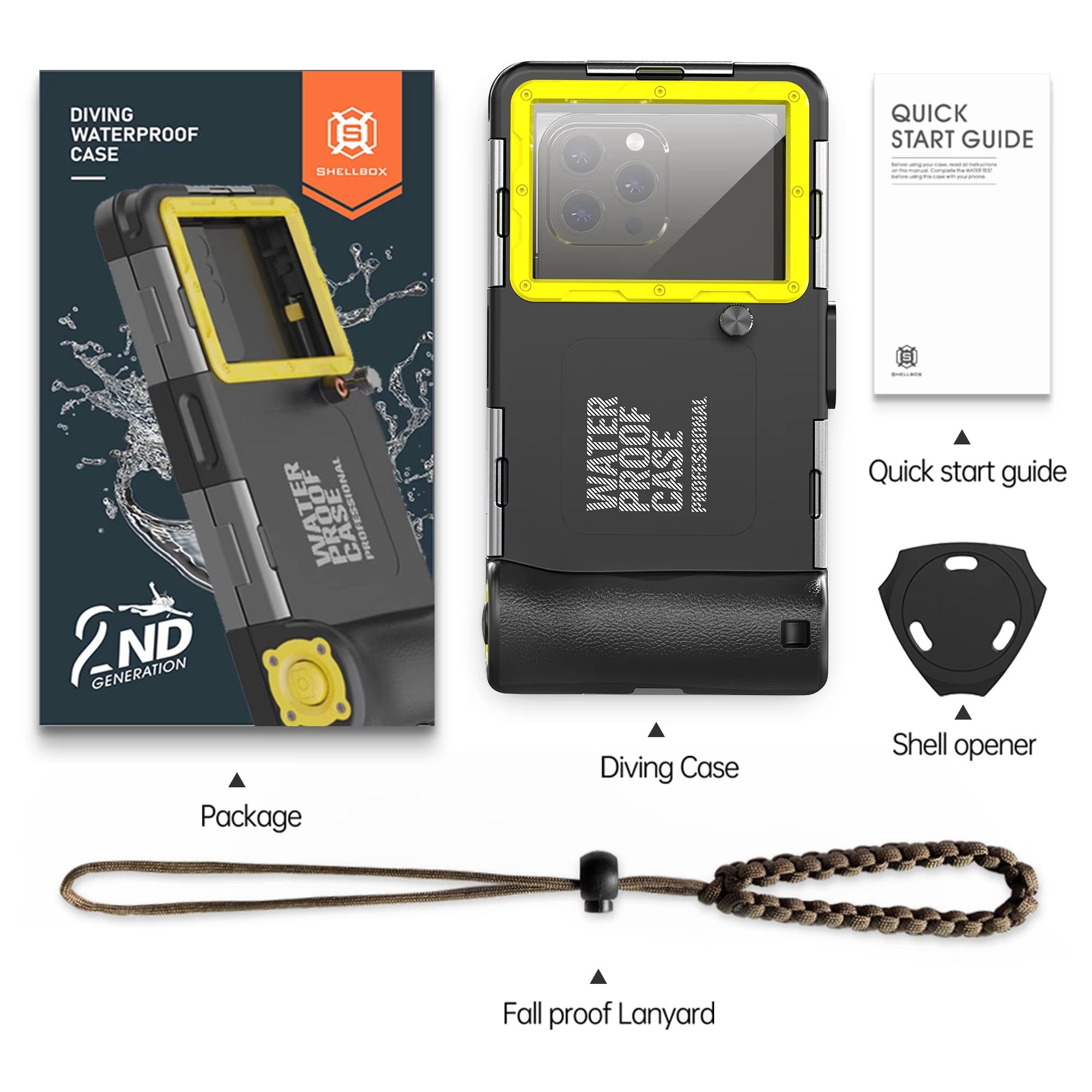 Rugged iPhone Case — IP68 Waterproof 15m/50ft Diving Pouch with Shockproof PC+TPU Seal, Anti-Scratch Protection and Lanyard for Underwater Photography