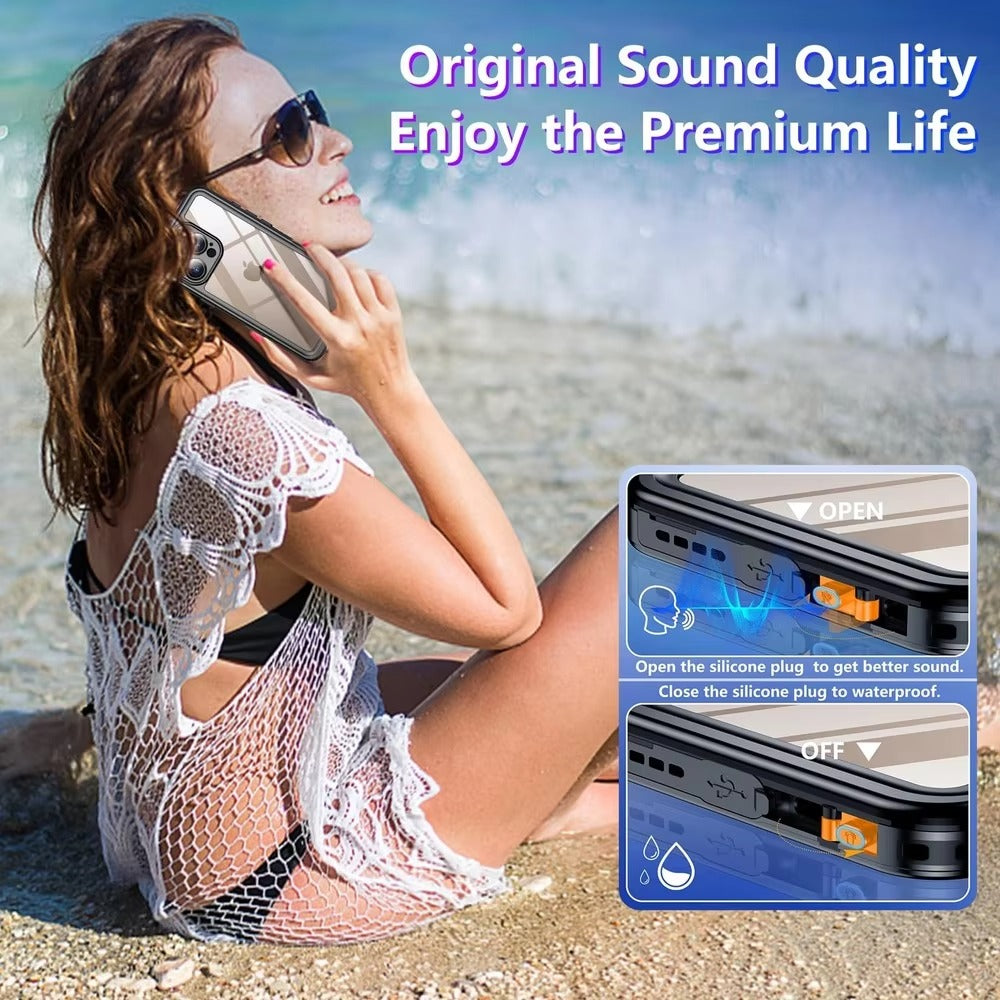 Rugged iPhone Case — IP68 Waterproof Full-Body Magnetic Cover with Built-In Screen Protector, Dual-Layer Drop Protection and 360° Dustproof Non-Slip Design