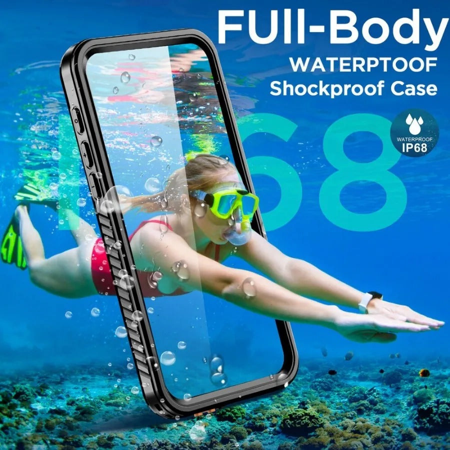 Rugged iPhone Case — IP68 Waterproof Full-Body Magnetic Cover with Built-In Screen Protector, Dual-Layer Drop Protection and 360° Dustproof Non-Slip Design