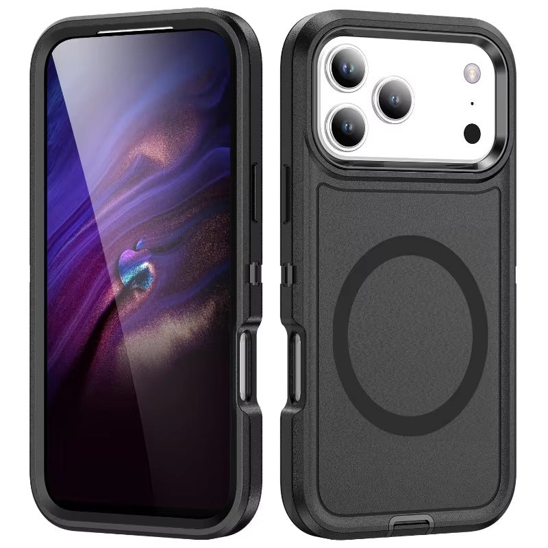 Rugged iPhone Case — MagSafe Armor Shockproof PC+TPU Defender Cover with Impact-Resistant Anti-Slip Durable Protection