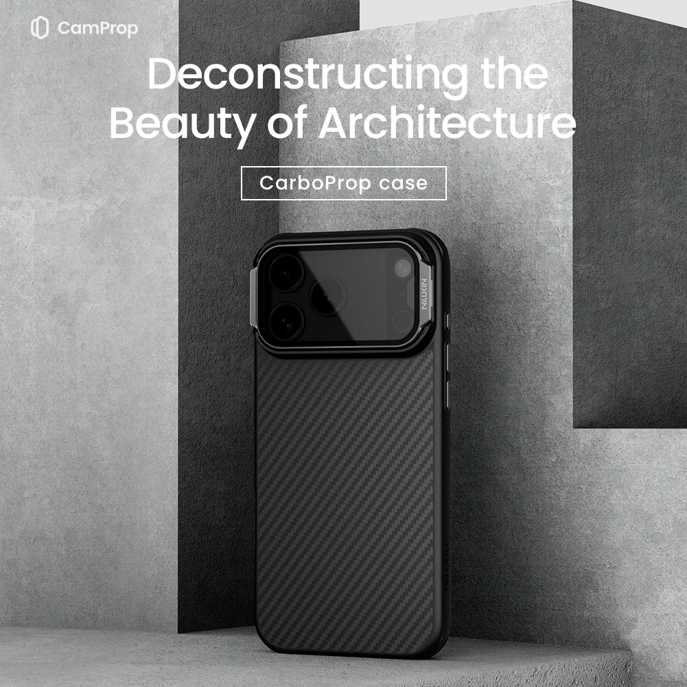 Rugged iPhone Case — MagSafe CamShield Cover with Foldable Lens Stand, Shockproof Textured PC Half-Wrapped Non-Slip Protective Design