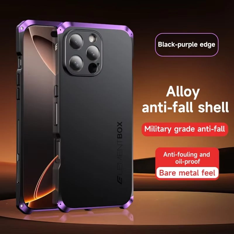 Rugged iPhone Case — Magnetic Aluminum Frame Cover with Anti-Collision Silicone Back, Shockproof Dustproof Protection and Washable Anti-Fingerprint Design