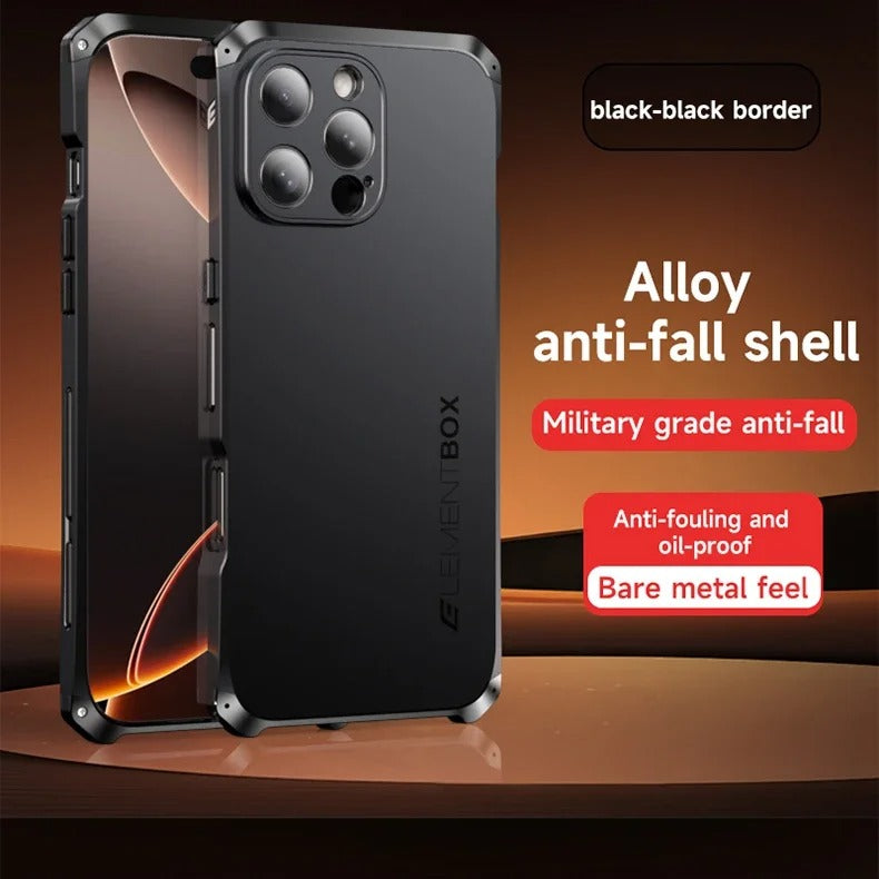 Rugged iPhone Case — Magnetic Aluminum Frame Cover with Anti-Collision Silicone Back, Shockproof Dustproof Protection and Washable Anti-Fingerprint Design