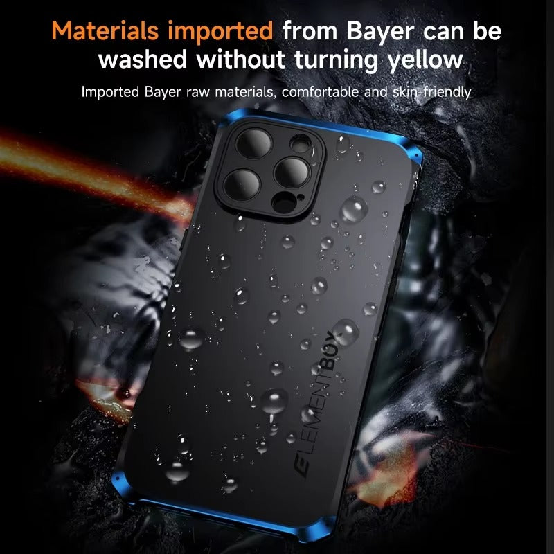 Rugged iPhone Case — Magnetic Aluminum Frame Cover with Anti-Collision Silicone Back, Shockproof Dustproof Protection and Washable Anti-Fingerprint Design