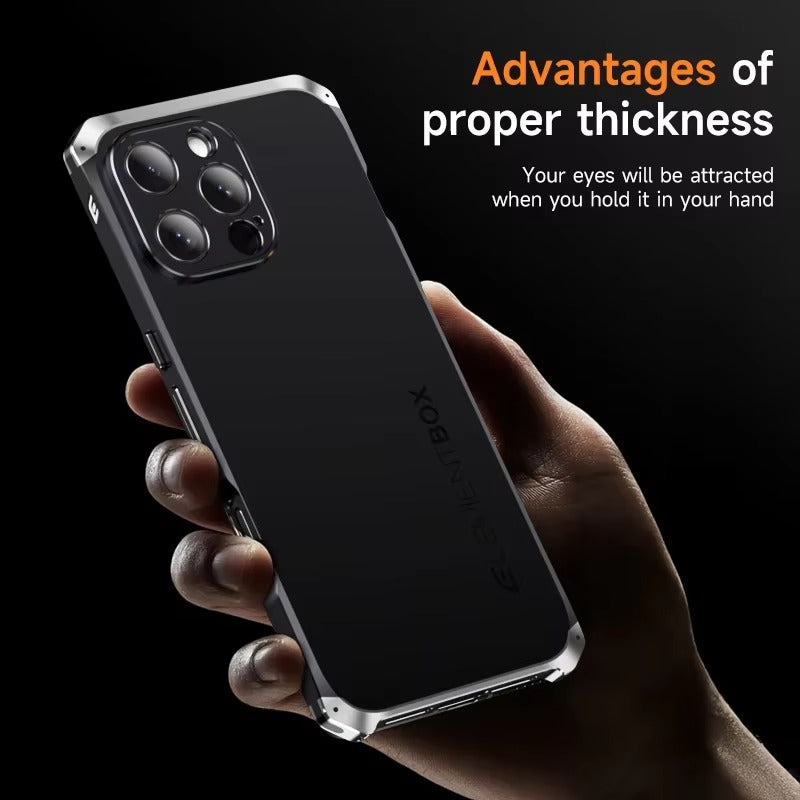 Rugged iPhone Case — Magnetic Aluminum Frame Cover with Anti-Collision Silicone Back, Shockproof Dustproof Protection and Washable Anti-Fingerprint Design