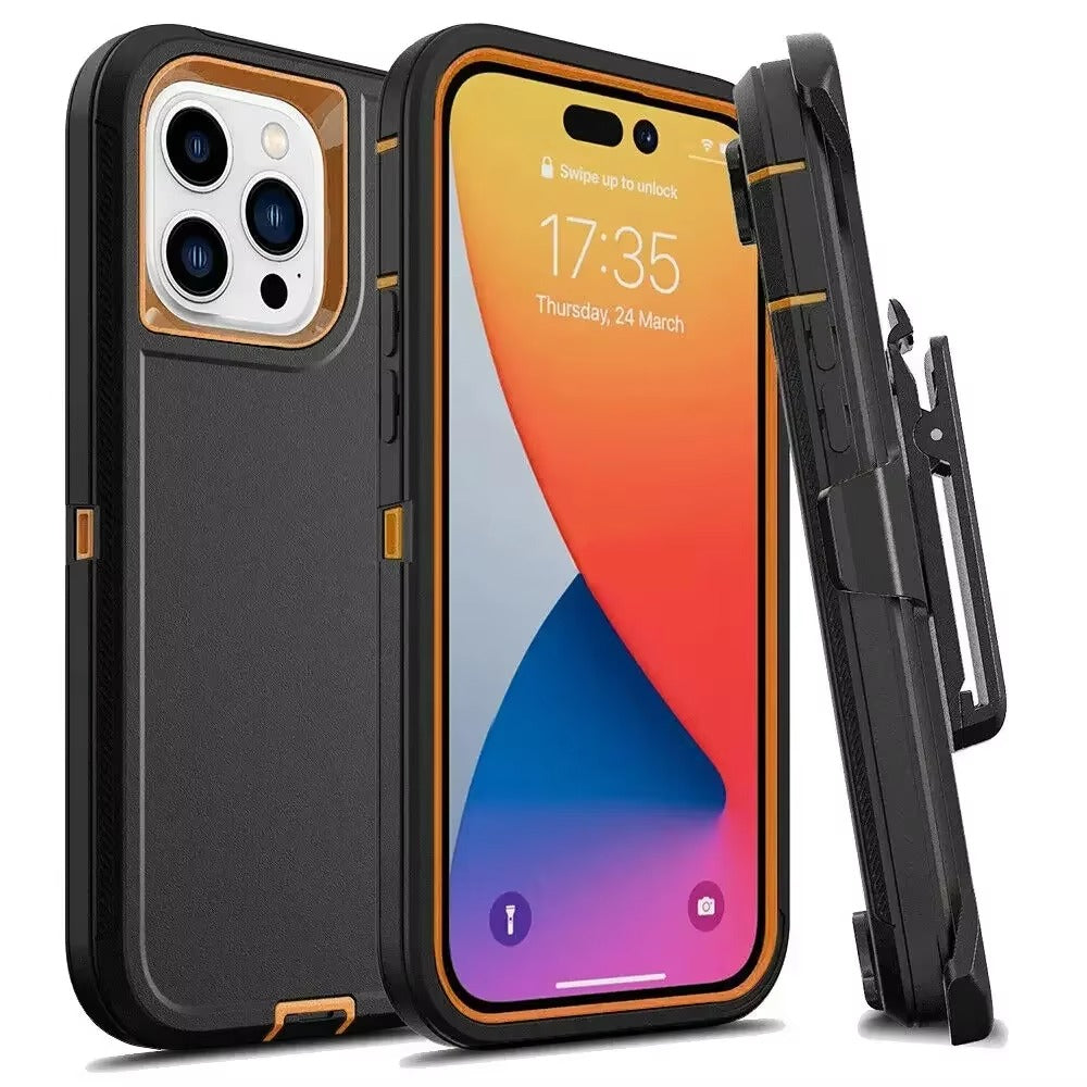 Rugged iPhone Case — Military-Grade Heavy-Duty Armor Box Cover with Belt Clip, Dual-Layer Shockproof Protection, Kickstand and Non-Slip Dustproof Design