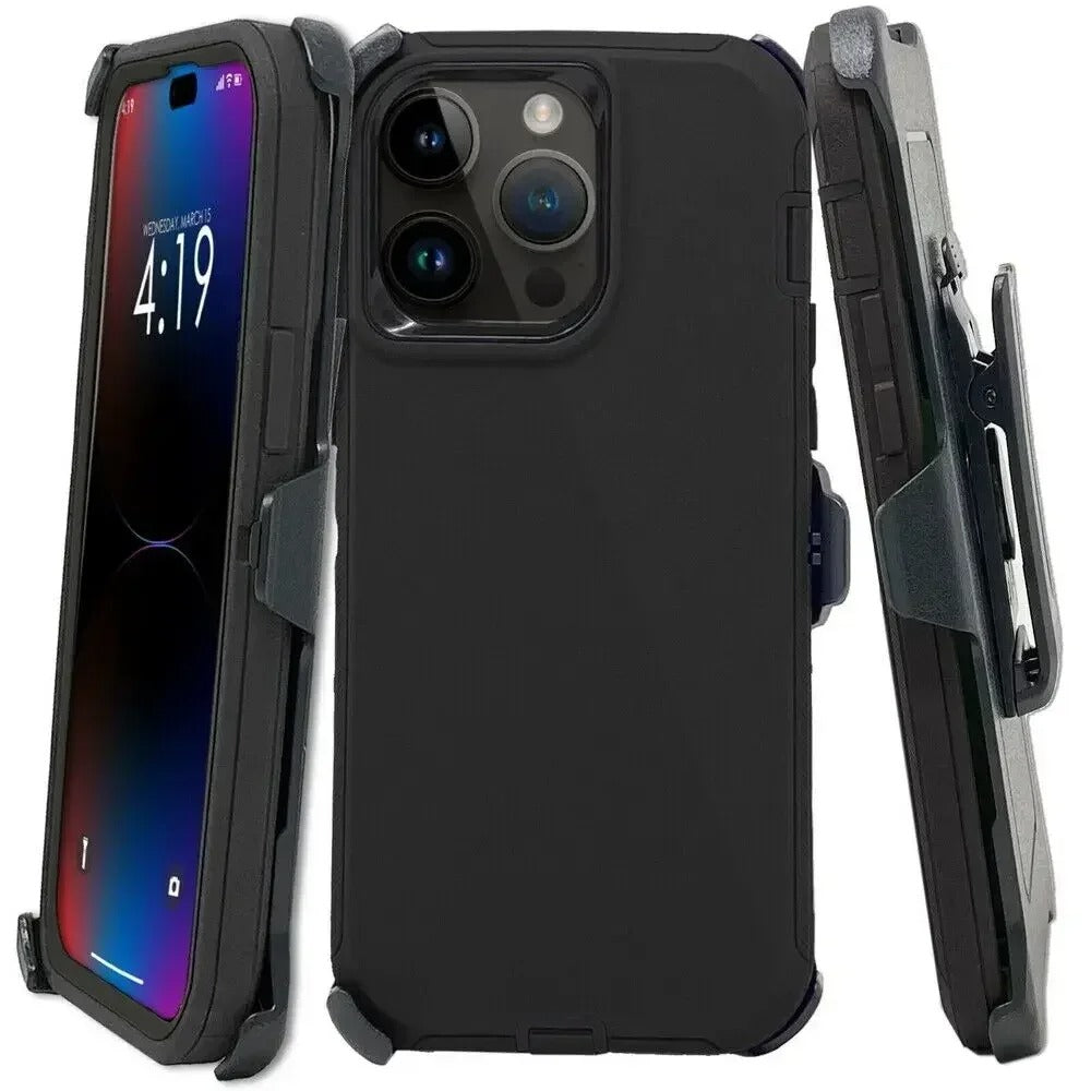 Rugged iPhone Case — Military-Grade Heavy-Duty Armor Box Cover with Belt Clip, Dual-Layer Shockproof Protection, Kickstand and Non-Slip Dustproof Design