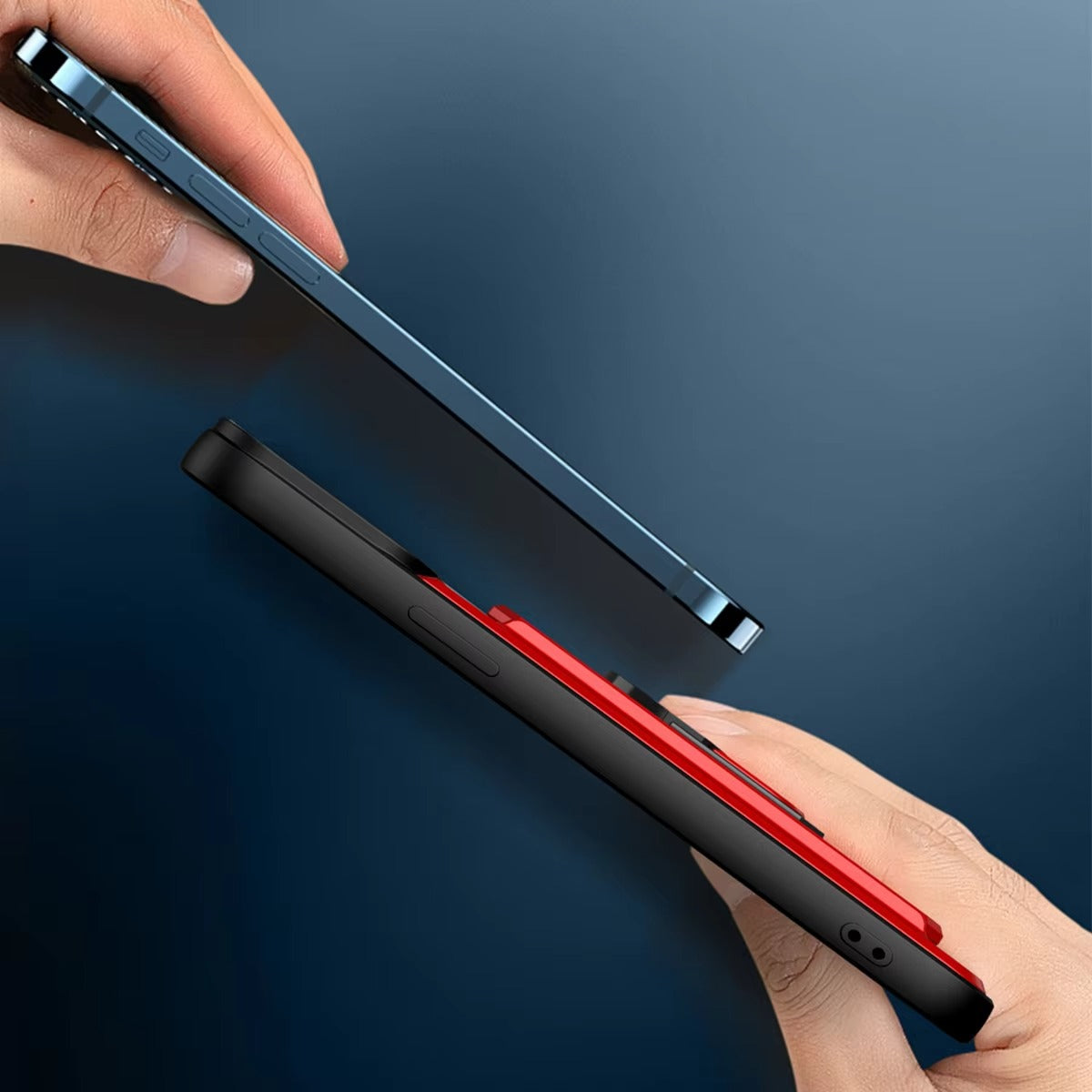 Rugged iPhone Case — Military-Grade Magnetic Bumper Cover with Slide Camera Protection, 360° Ring Kickstand, Card Slot Wallet Design and Shockproof PC+TPU Build