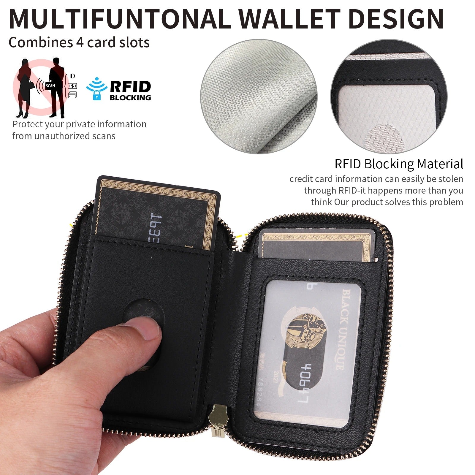 Refined iPhone Magnetic Leather Wallet, MagSafe-Compatible Card Holder with RFID Blocking, Slim Storage Design with Lanyard Support