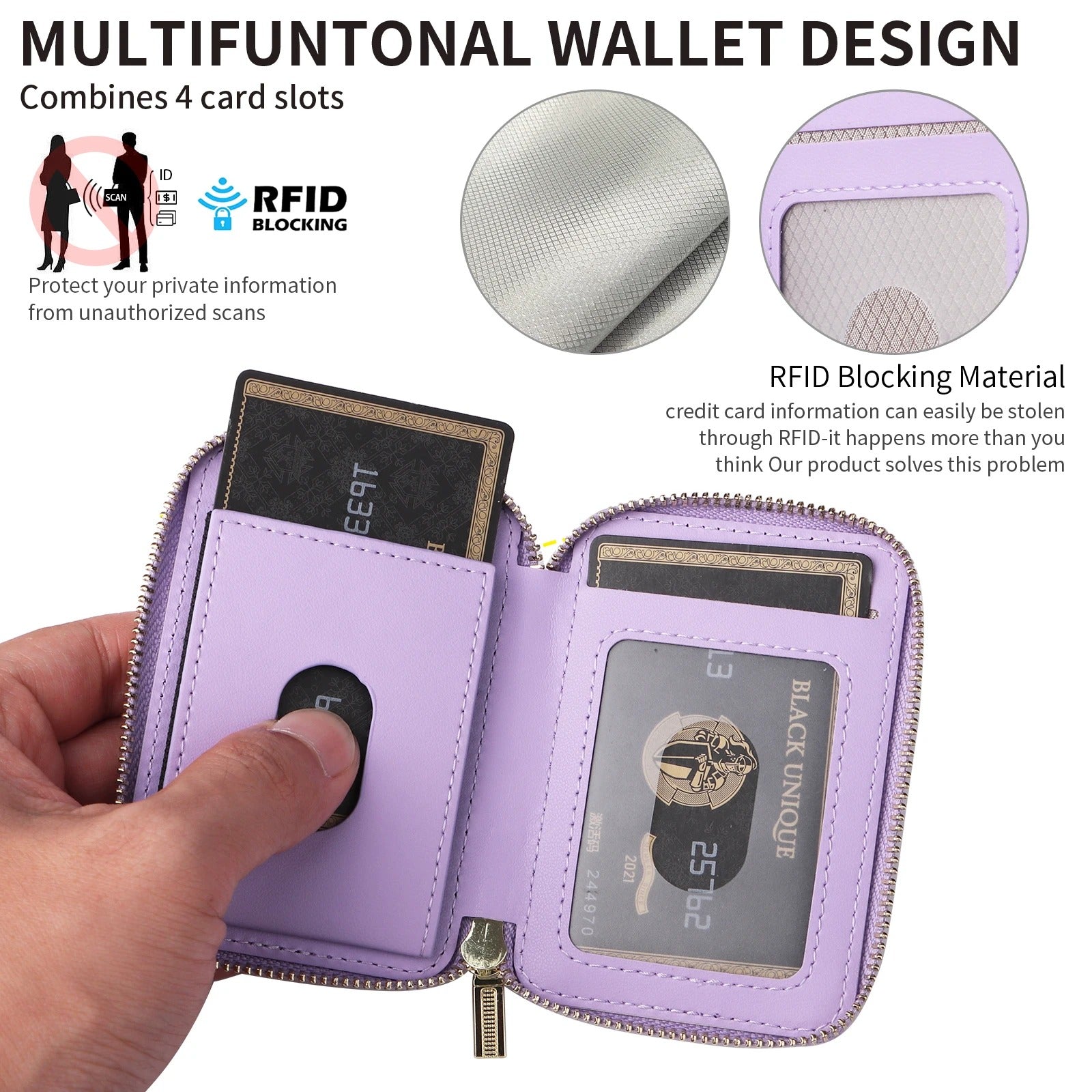 Refined iPhone Magnetic Leather Wallet, MagSafe-Compatible Card Holder with RFID Blocking, Slim Storage Design with Lanyard Support