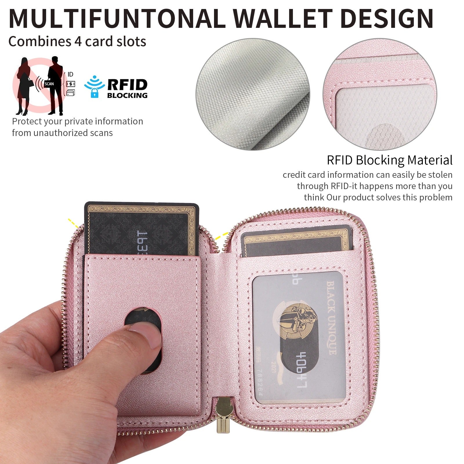 Refined iPhone Magnetic Leather Wallet, MagSafe-Compatible Card Holder with RFID Blocking, Slim Storage Design with Lanyard Support