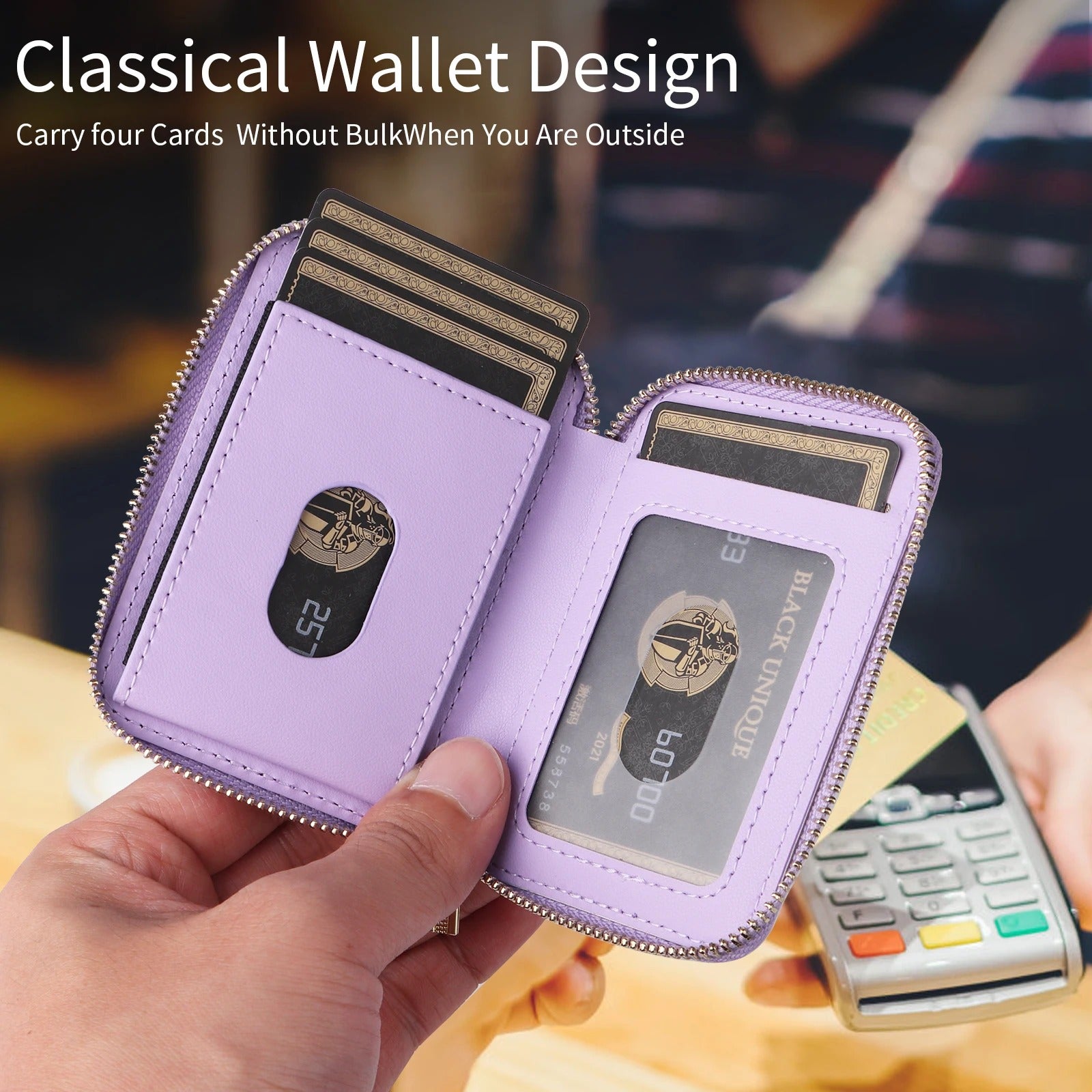 Refined iPhone Magnetic Leather Wallet, MagSafe-Compatible Card Holder with RFID Blocking, Slim Storage Design with Lanyard Support