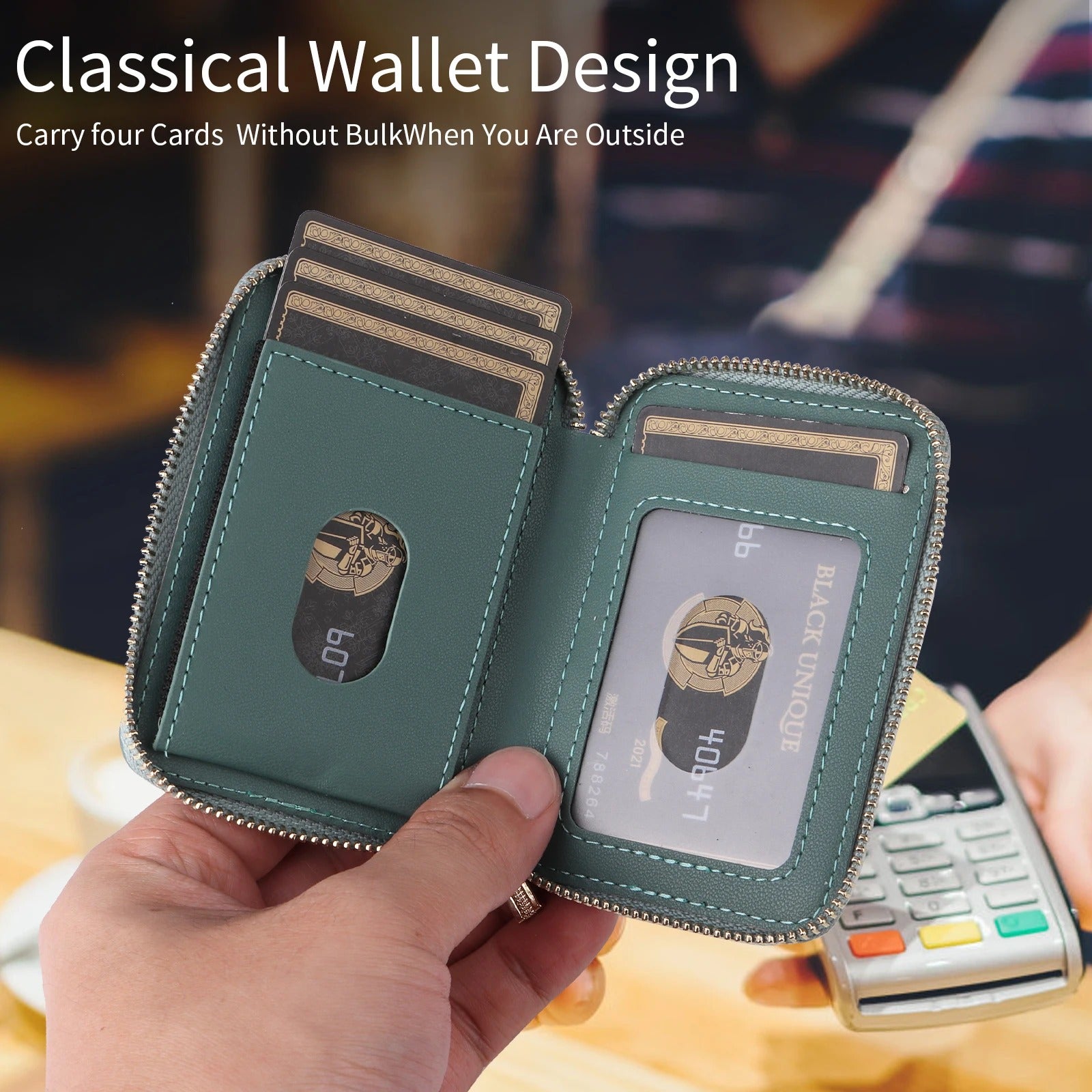 Refined iPhone Magnetic Leather Wallet, MagSafe-Compatible Card Holder with RFID Blocking, Slim Storage Design with Lanyard Support