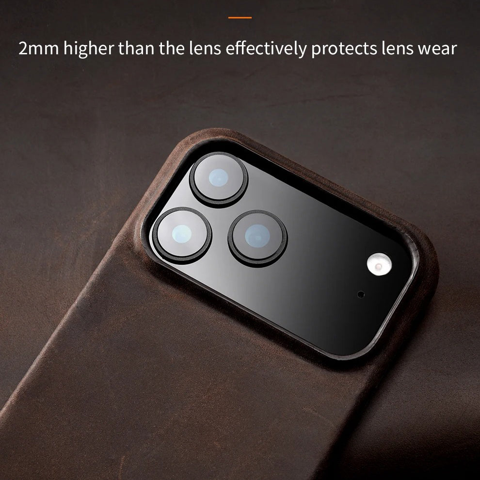 Luxury iPhone Case — Genuine Pull-Up Leather MagSafe Cover with Handcrafted Design, Shockproof Protection and Strong Magnetic Back Finish