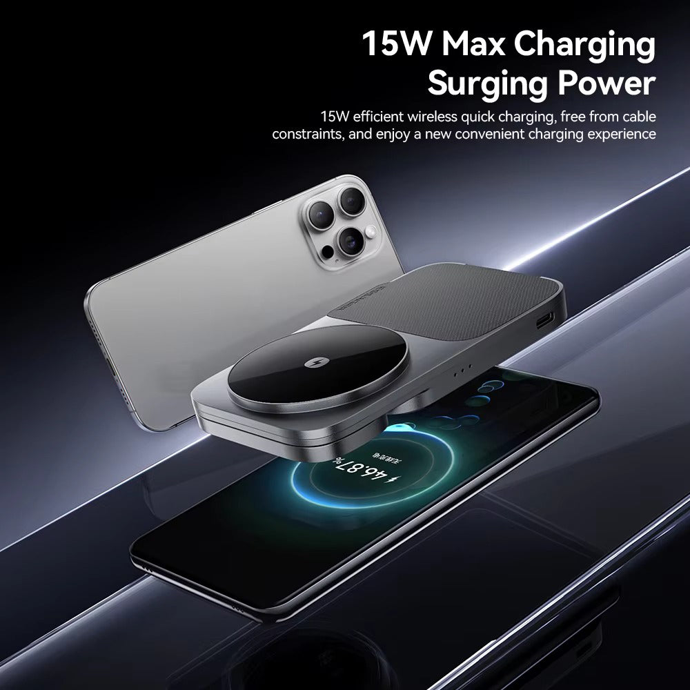 Ultra-Slim iPhone 3-in-1 Portable Wireless Charger Stand, 15W Magnetic Fast-Charge Dock for Phone, Watch & Earbuds with Foldable Design