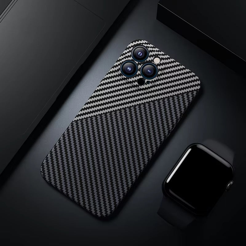 Ultra-Slim iPhone Case Carbon Fiber Matte Finish — 0.3mm Thin Protective Cover, Full Camera Protection, Anti-Fingerprint, Lightweight Non-Slip Design