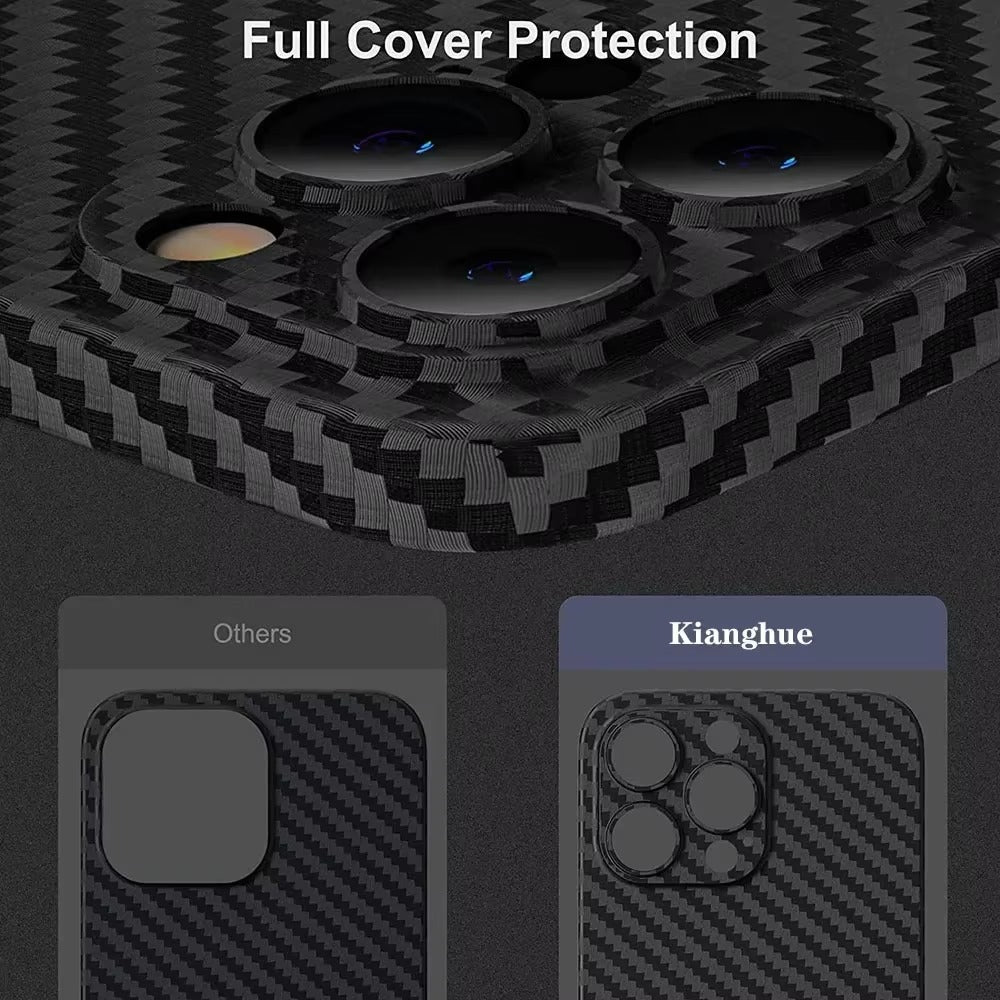 Ultra-Slim iPhone Case Carbon Fiber Matte Finish — 0.3mm Thin Protective Cover, Full Camera Protection, Anti-Fingerprint, Lightweight Non-Slip Design