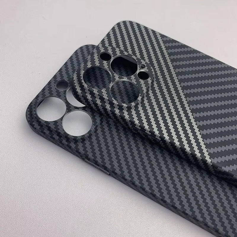 Ultra-Slim iPhone Case Carbon Fiber Matte Finish — 0.3mm Thin Protective Cover, Full Camera Protection, Anti-Fingerprint, Lightweight Non-Slip Design