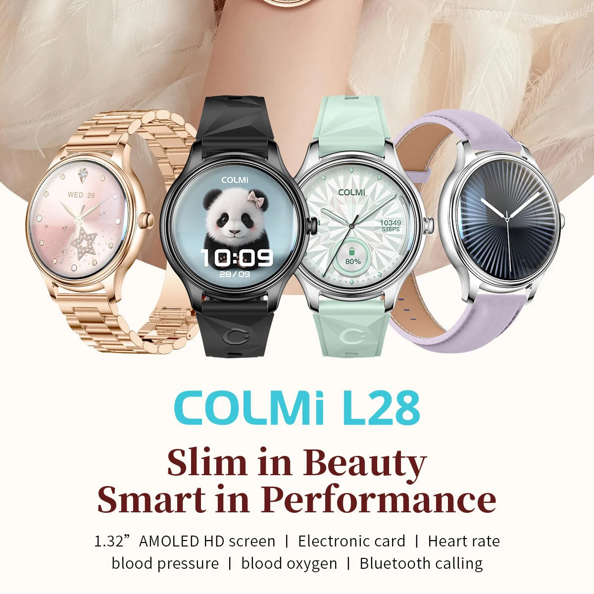 Ultra-Thin AMOLED Smart Watch with 1.32″ Round Display, Health Monitoring, Bluetooth Calling, Lightweight Fashion Fitness Tracker