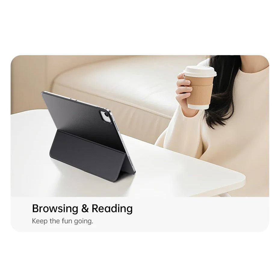Ultra-Thin Keyboard Case for Tablets with Detachable Magnetic Keyboard, Drop-Resistant Leather Cover & Portable Work Setup