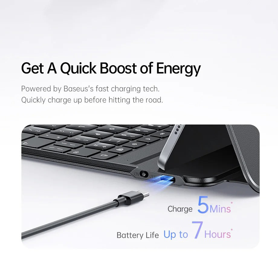 Ultra-Thin Keyboard Case for Tablets with Detachable Magnetic Keyboard, Drop-Resistant Leather Cover & Portable Work Setup
