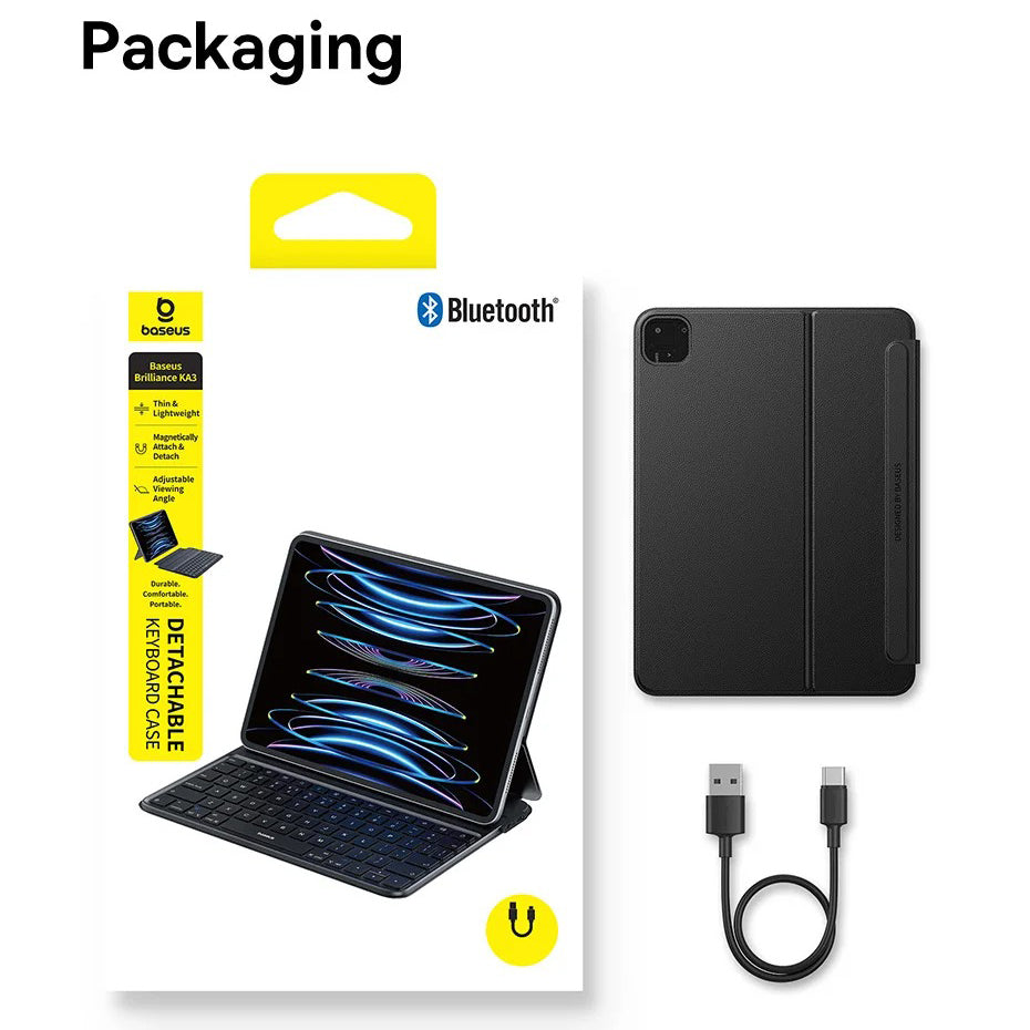 Ultra-Thin Keyboard Case for Tablets with Detachable Magnetic Keyboard, Drop-Resistant Leather Cover & Portable Work Setup