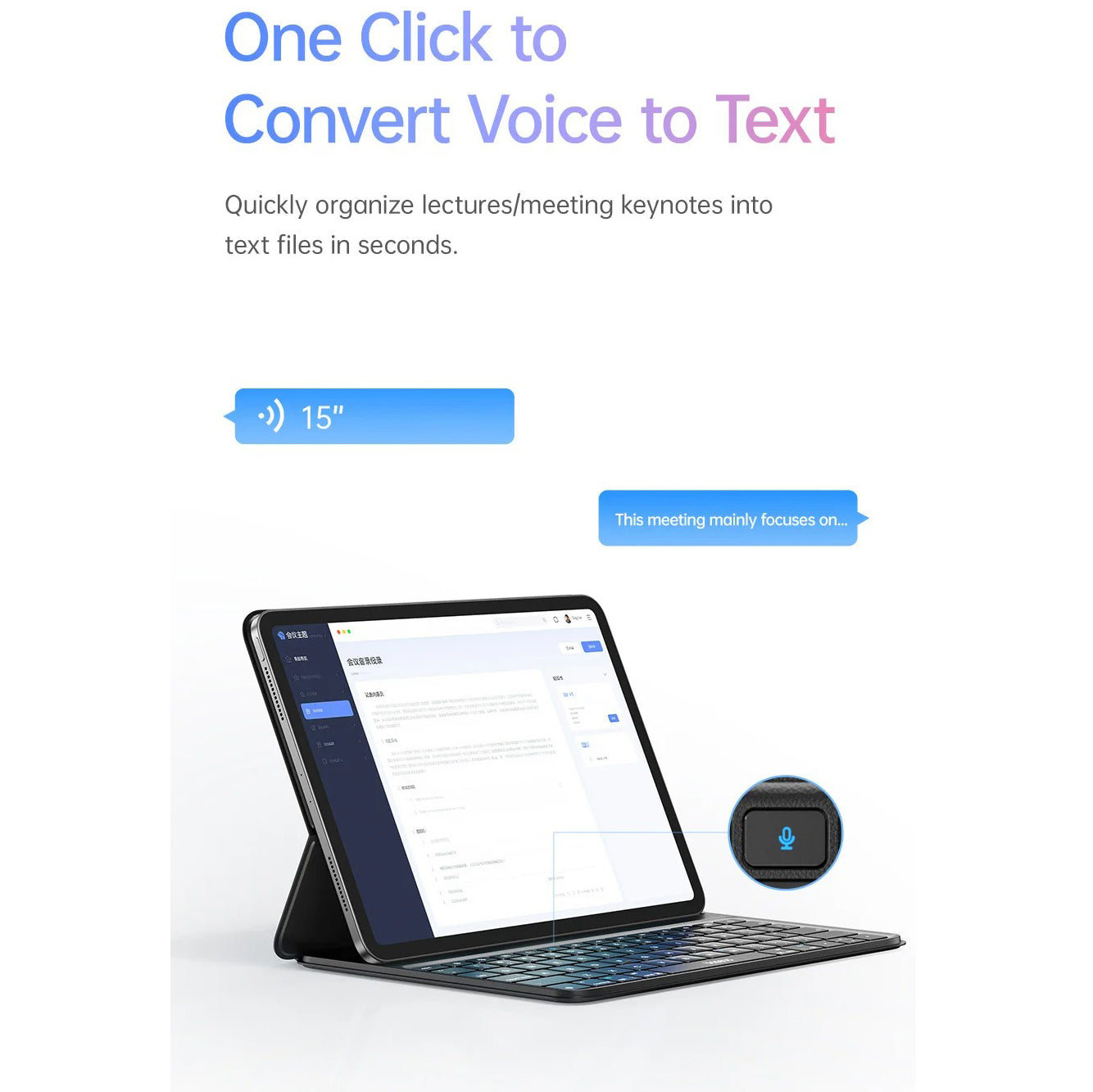 Ultra-Thin Keyboard Case for Tablets with Detachable Magnetic Keyboard, Drop-Resistant Leather Cover & Portable Work Setup