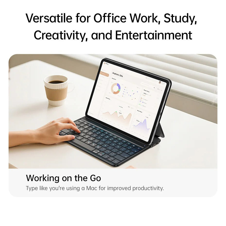 Ultra-Thin Keyboard Case for Tablets with Detachable Magnetic Keyboard, Drop-Resistant Leather Cover & Portable Work Setup