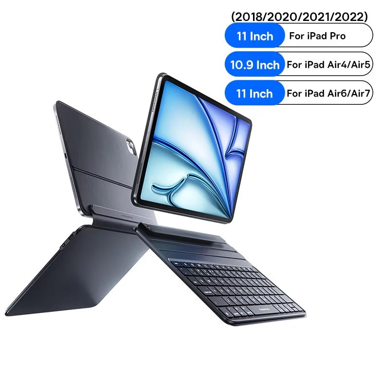 Ultra-Thin Keyboard Case for Tablets with Detachable Magnetic Keyboard, Drop-Resistant Leather Cover & Portable Work Setup