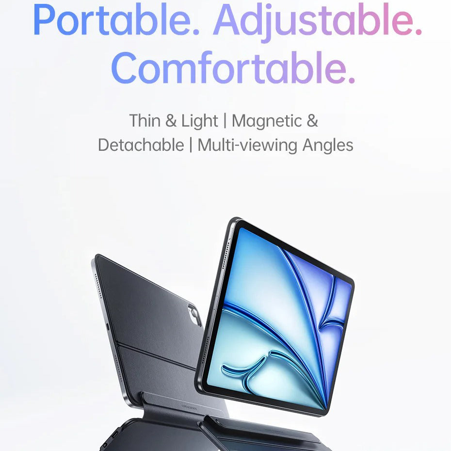 Ultra-Thin Keyboard Case for Tablets with Detachable Magnetic Keyboard, Drop-Resistant Leather Cover & Portable Work Setup