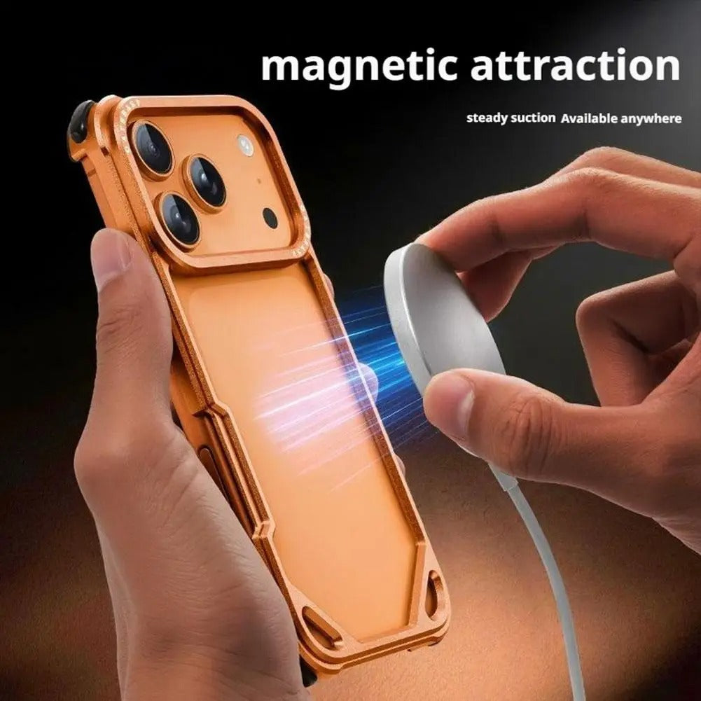 Ultra-Thin iPhone Case — Minimalist Design, Wireless Charging Compatible, Metal Frame Bumper Shockproof, Half-Wrapped Protection