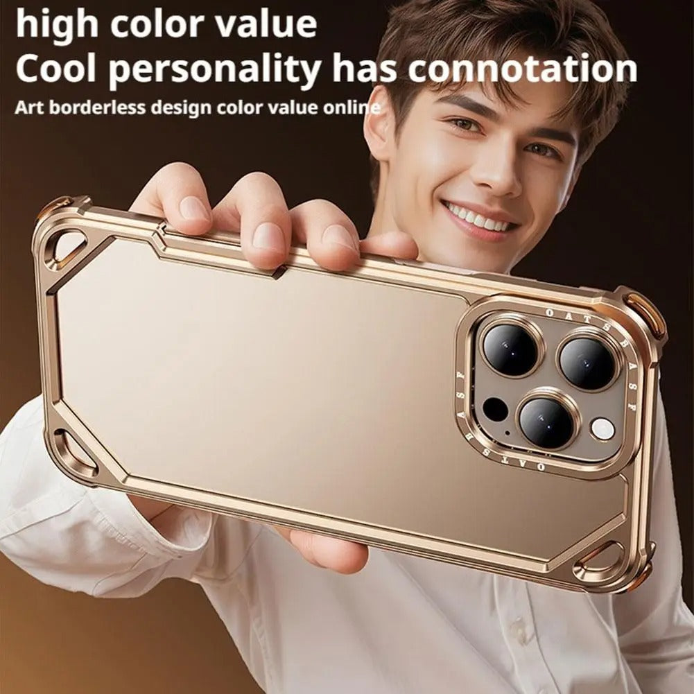 Ultra-Thin iPhone Case — Minimalist Design, Wireless Charging Compatible, Metal Frame Bumper Shockproof, Half-Wrapped Protection