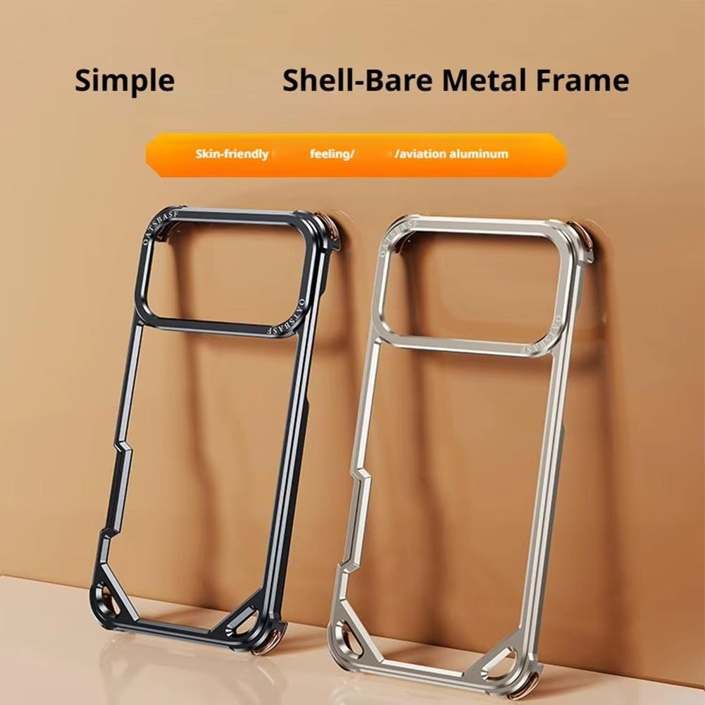 Ultra-Thin iPhone Case — Minimalist Design, Wireless Charging Compatible, Metal Frame Bumper Shockproof, Half-Wrapped Protection