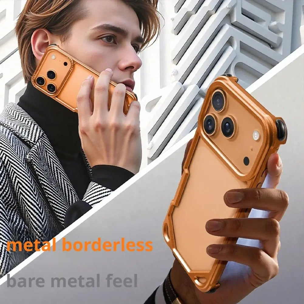 Ultra-Thin iPhone Case — Minimalist Design, Wireless Charging Compatible, Metal Frame Bumper Shockproof, Half-Wrapped Protection