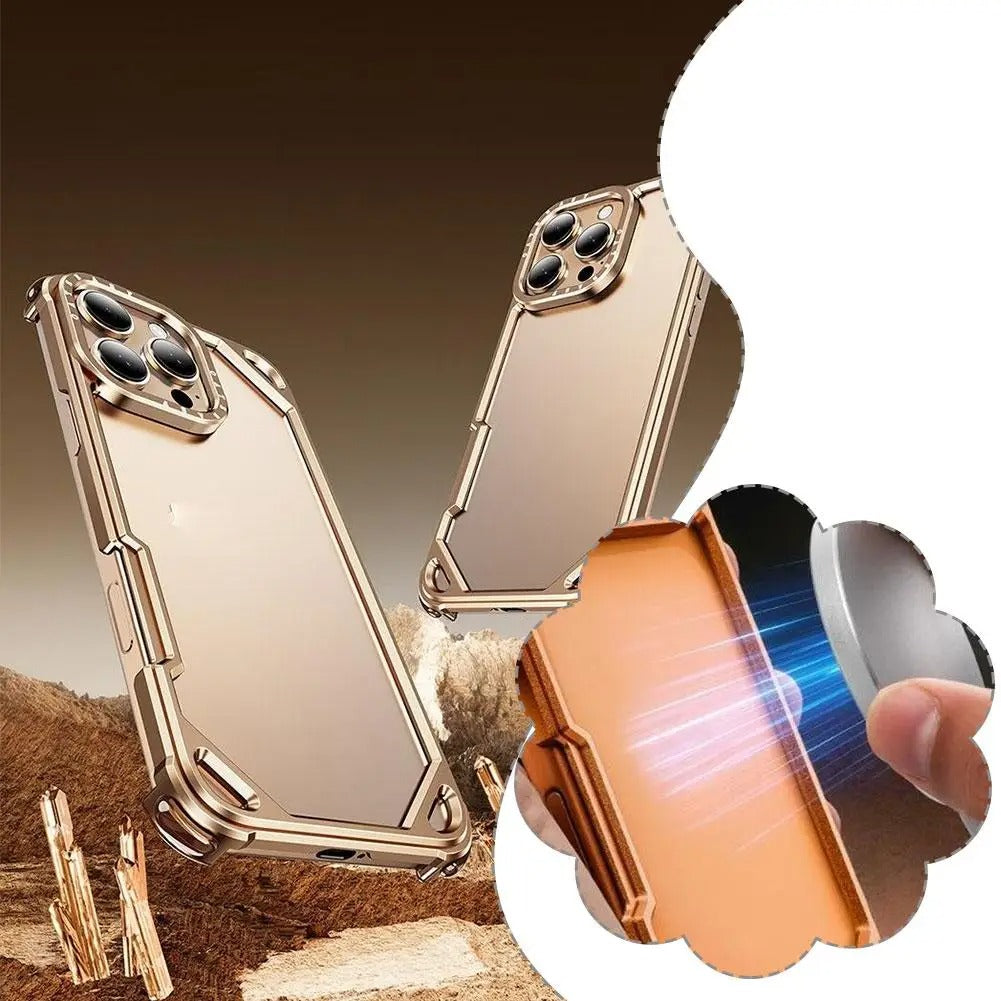 Ultra-Thin iPhone Case — Minimalist Design, Wireless Charging Compatible, Metal Frame Bumper Shockproof, Half-Wrapped Protection