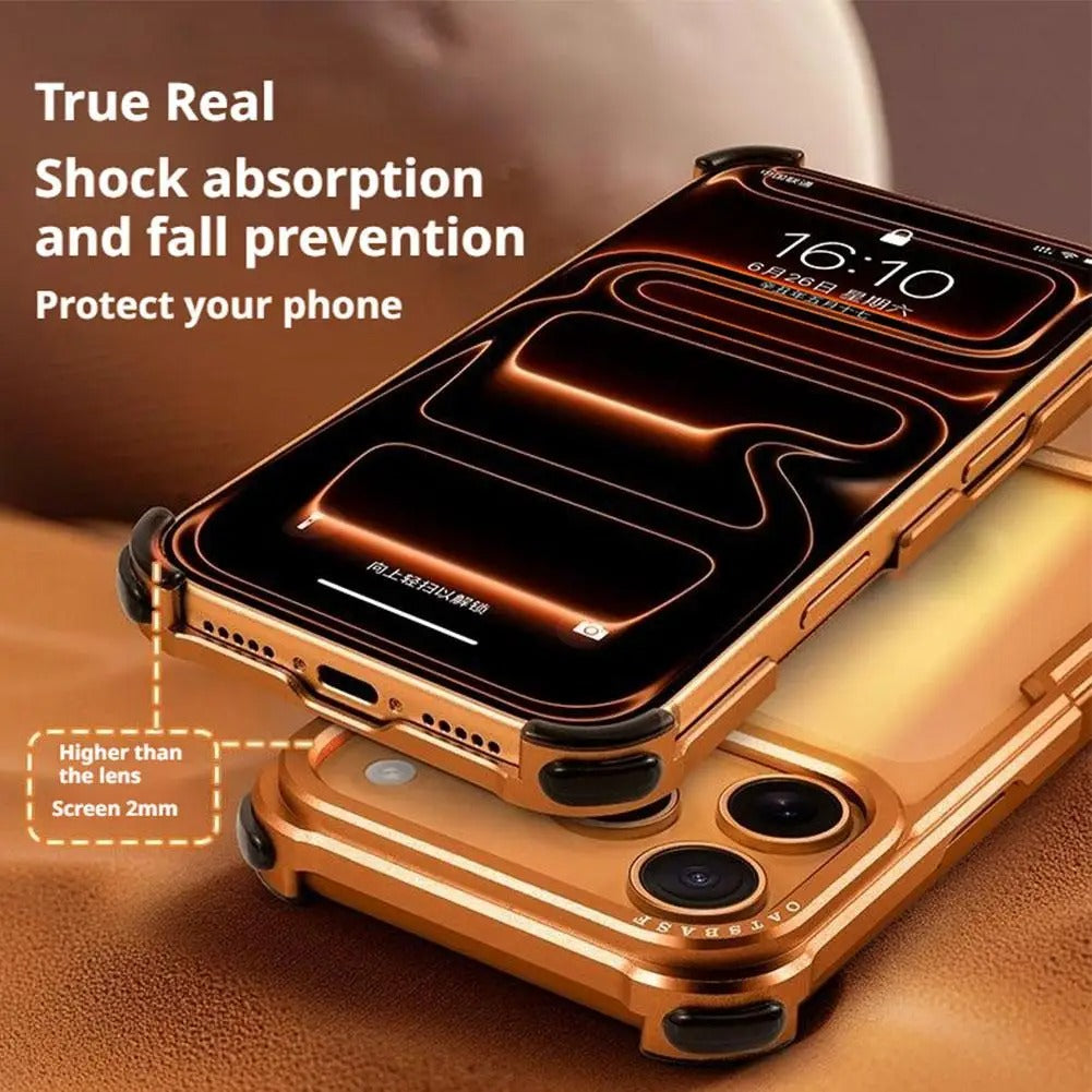 Ultra-Thin iPhone Case — Minimalist Design, Wireless Charging Compatible, Metal Frame Bumper Shockproof, Half-Wrapped Protection
