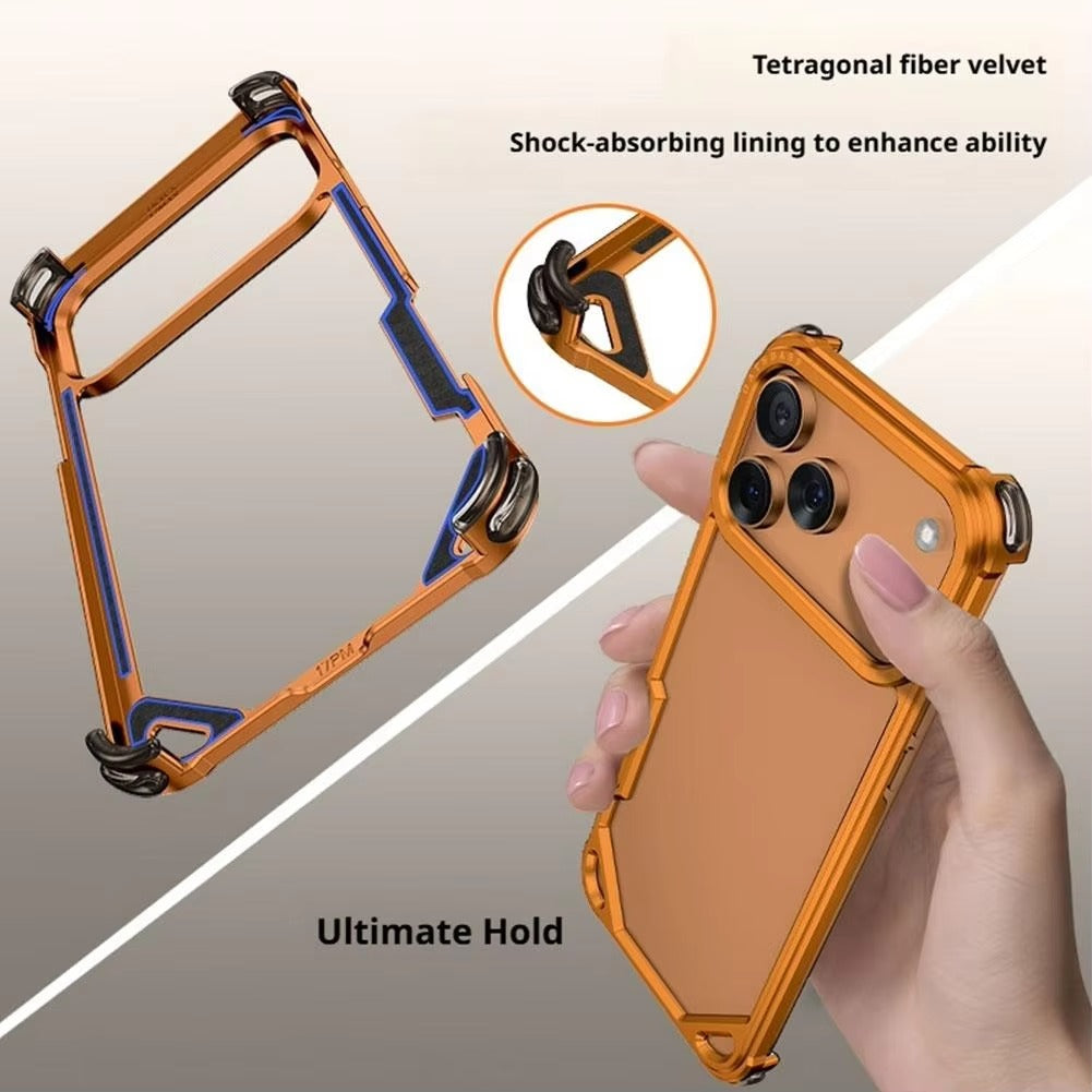 Ultra-Thin iPhone Case — Minimalist Design, Wireless Charging Compatible, Metal Frame Bumper Shockproof, Half-Wrapped Protection