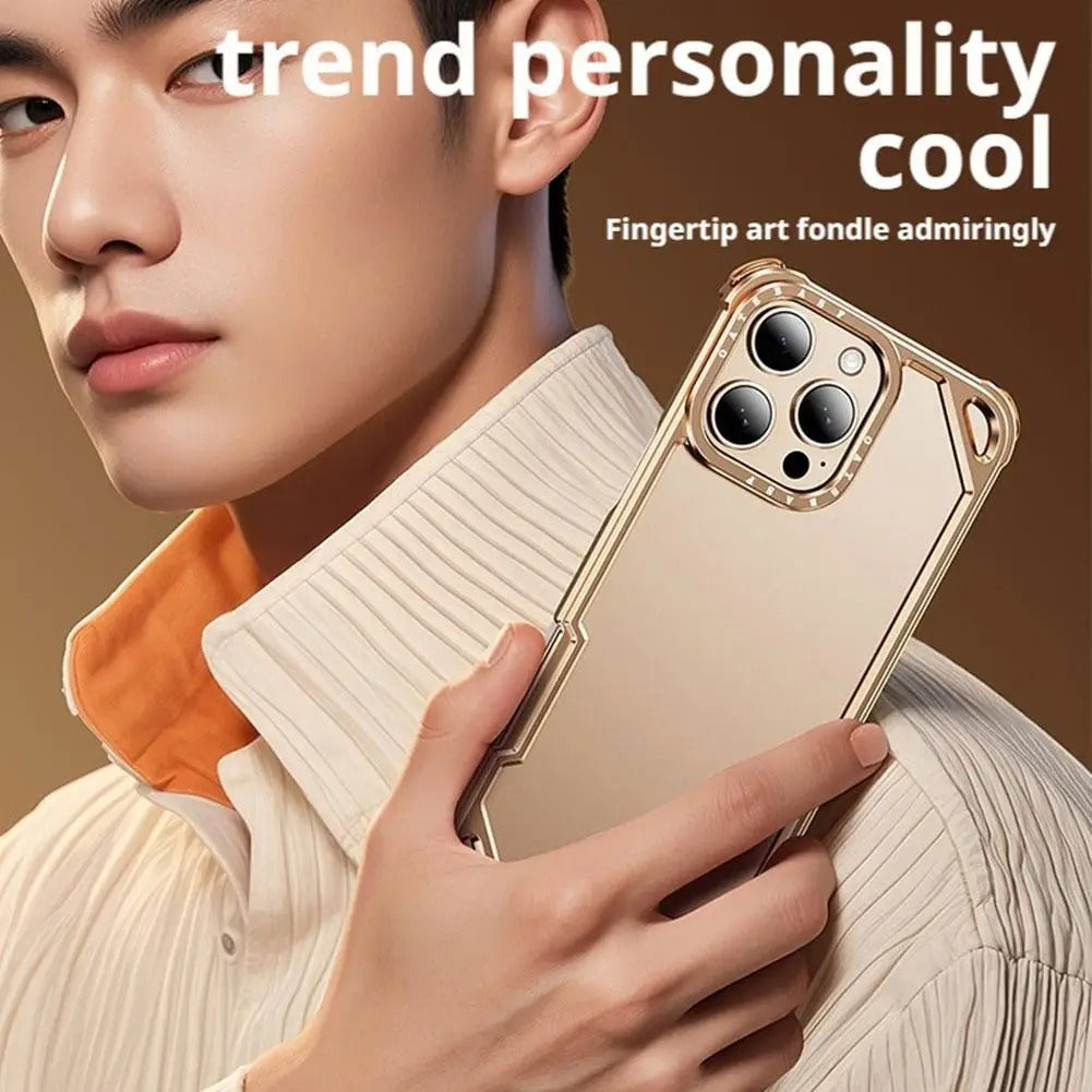 Ultra-Thin iPhone Case — Minimalist Design, Wireless Charging Compatible, Metal Frame Bumper Shockproof, Half-Wrapped Protection