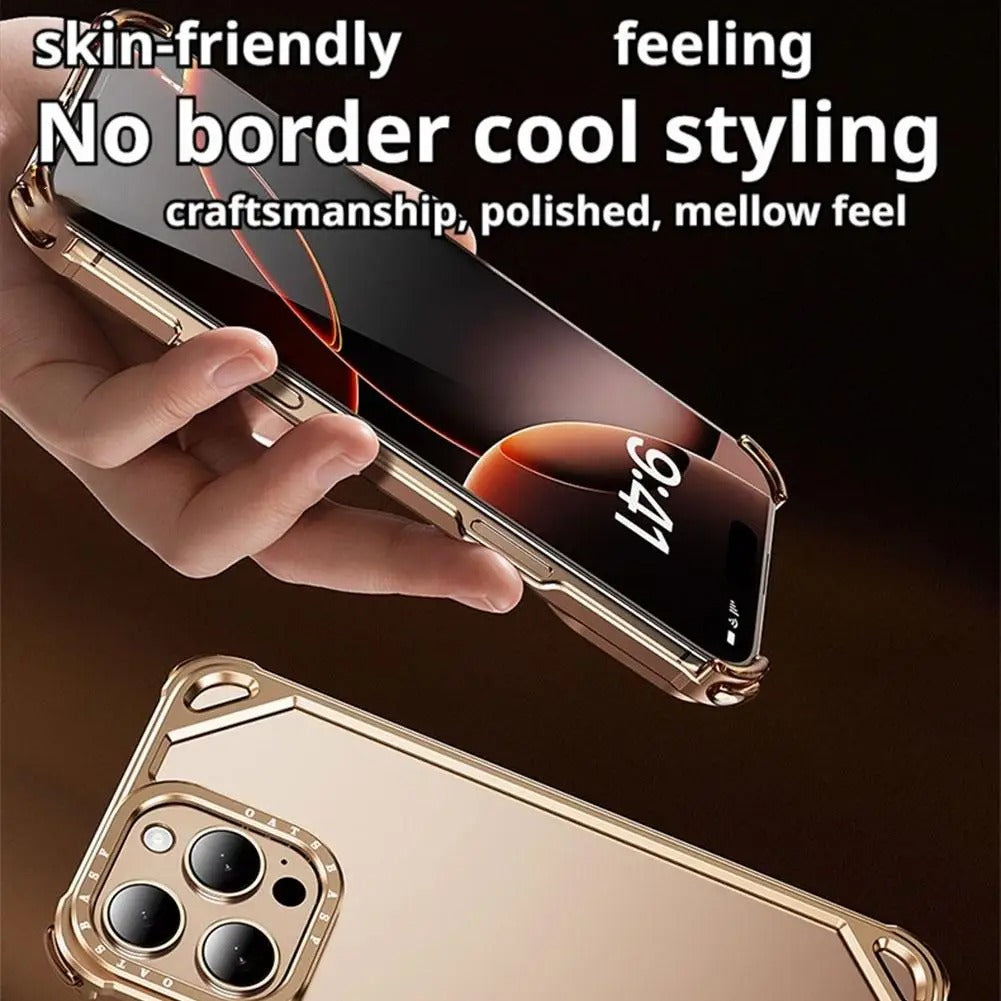 Ultra-Thin iPhone Case — Minimalist Design, Wireless Charging Compatible, Metal Frame Bumper Shockproof, Half-Wrapped Protection
